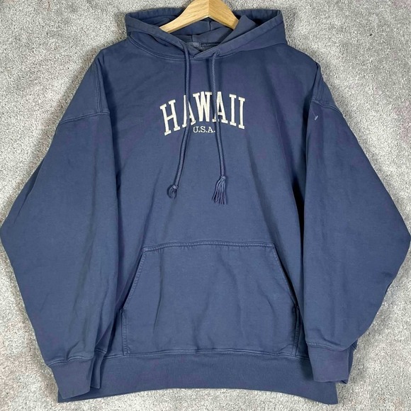 Brandy Melville Tops - Brandy Melville Hoodie Women One Size Blue Hawaii USA Oversized Sweatshirt